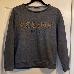 Feline Paris Sweatshirt - Gray - Small